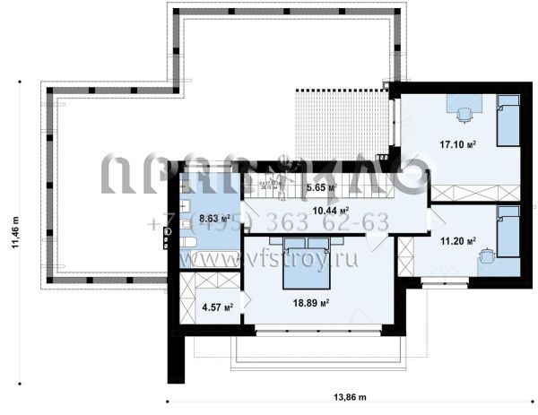Проект дома с измененной планировкой и односкатной кровлей S3-193 (Zx204 B30)