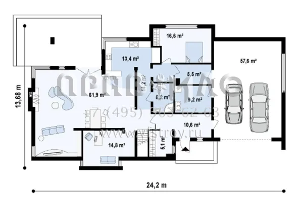 Проект современного загородного дома в стиле модерн  S3-315 (Zx1)