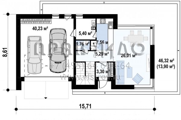 Проект двухэтажного дома в стиле хай-тек с гаражом на два автомобиля S3-183-8 (Zx214)