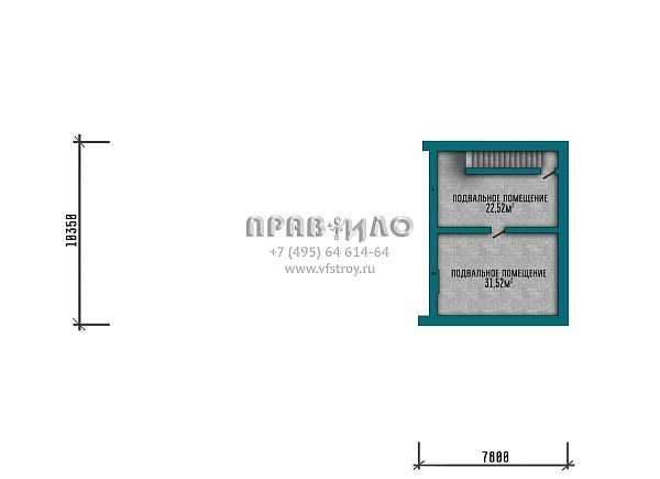 Проект большого одноэтажного дома с подвалом, террасой на заднем дворе и гаражом на 2 автомобиля S2-298 (307-298-1ПГ)