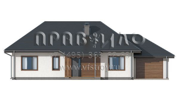 Проект одноэтажного загородного бунгало с гаражом S3-125-1 (Z69 GP)
