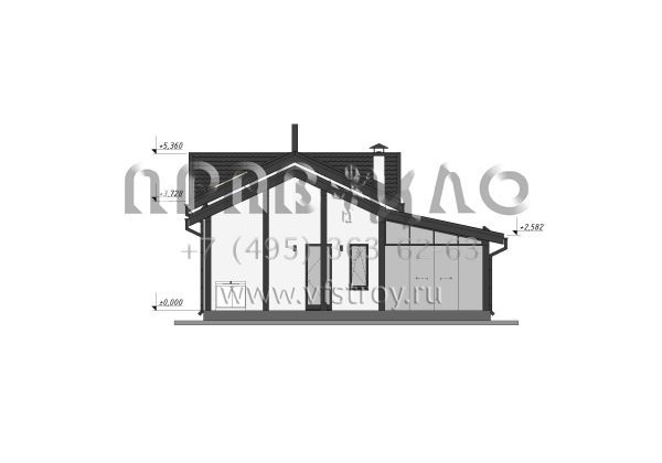 Проект современной бани с просторной гостиной и большой террасой S-93