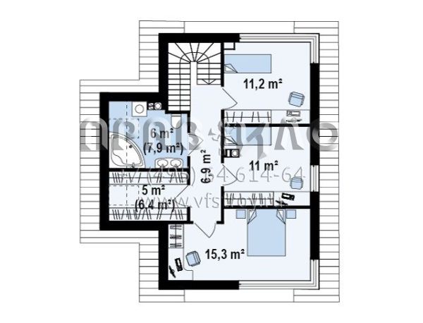 Проект компактного современного дома с двускатной крышей  S3-122 (Z155)