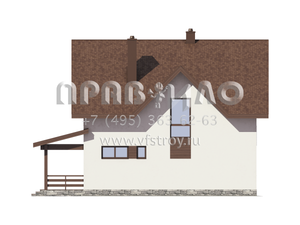 Проект загородного дома с террасой и эркером S7-164 (3-52)