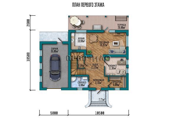 Проект двухэтажного дома с балконом, террасой и оригинальной отделкой S2-220 (048-220-2Г)