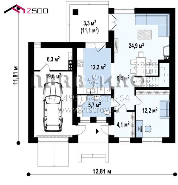 Проект современного двухэтажного дома с гаражом и камином S3-156-9 (Zx24 v2 pk)