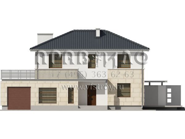 Проект современного дома с гаражом и большой террасой S3-174 (Z29)