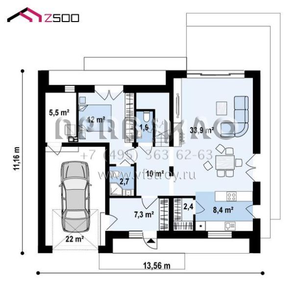 Проект современного мансардного дома с камином и гаражом S3-169-12 (z480)
