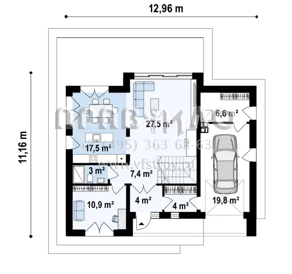 Проект современного мансардного дома с камином, гаражом и террасой S3-182-10 (z419)