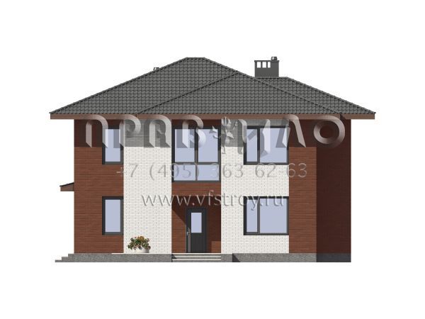 Двухэтажный особняк из газобетона с крытой террасой S7-218 (3-45.1а)