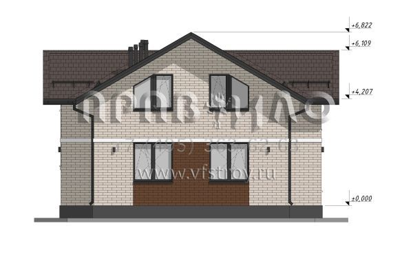 Проект двухэтажного дома со вторым светом в гостиной S-136-2