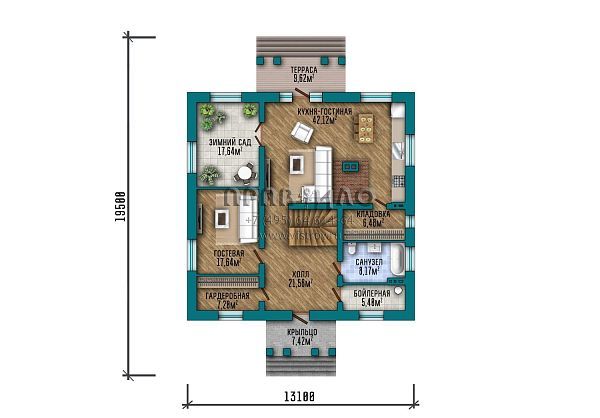 Проект мансардного дома с отделкой фасада кирпичом ручной формовки S2-237 (310-237-1М)