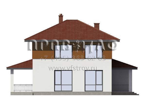 Двухэтажный дом из газобетона с гаражом, навесом и террасой S7-181 (3-46d)