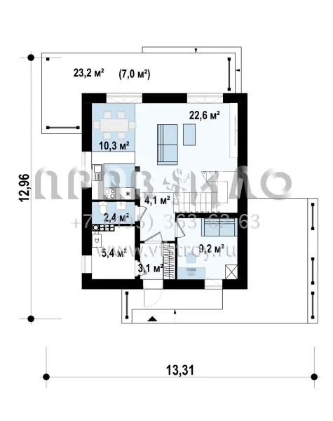 Проект пятикомнатного двухэтажного дома с двумя террасами S3-109-11 (Z438 pk)
