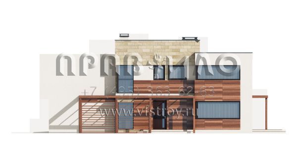 Проект особняка в стиле хай-тек с плоской крышей  S3-210 (ZX114)