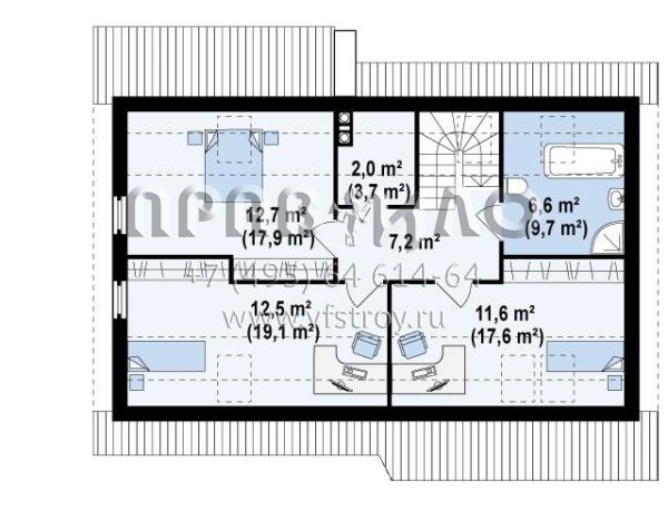 Проект двухэтажного функционального дома S3-154 (Z111)