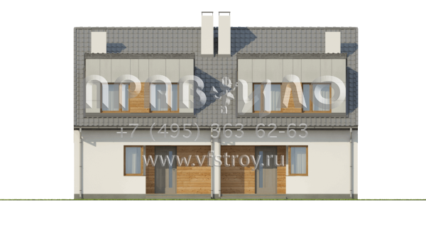 Проект таунхауса на два хозяина  S3-118-1 (ZB7)