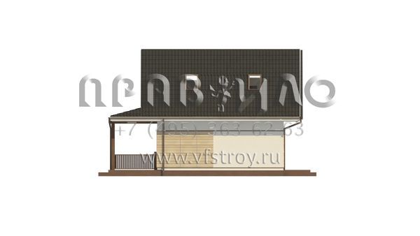 Проект классического одноэтажного дачного дома с жилой мансардой и широкой террасой S3-78-3 (Z362)