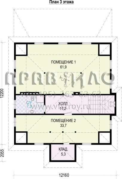 Проект трехэтажного загородного дома из газобетона/кирпича S7-368 (5-03а)