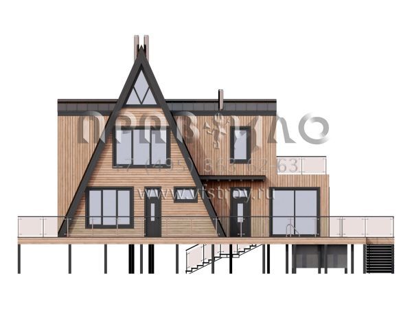 Дом A-frame с обходной террасой и бассейном S7-195 (4-04)