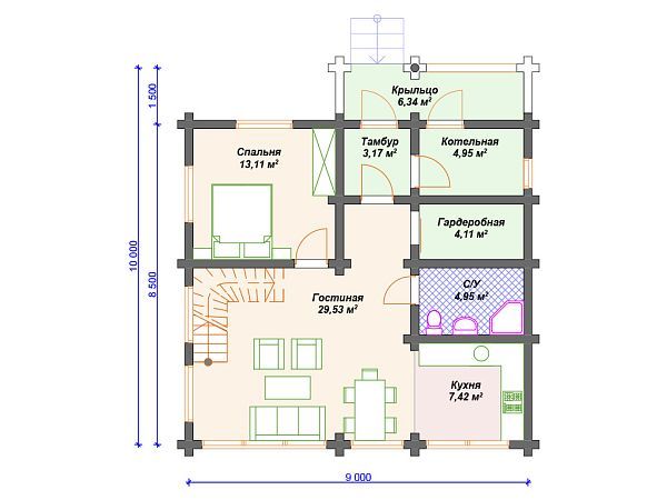 Проект деревянного дома S4-138 (ДС-160)