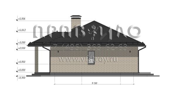 Проект одноэтажного дома с тремя спальнями S-104