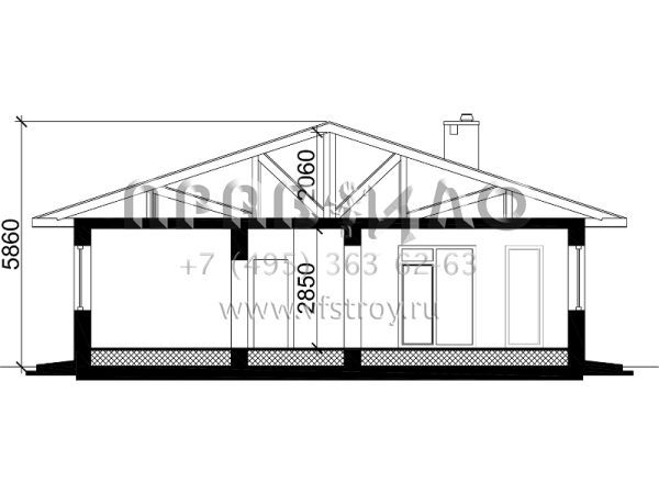 Проект одноэтажного загородного дома из газобетона S7-108 (3-43b)