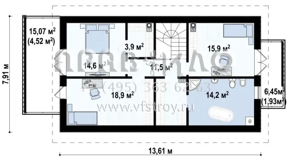 Проект загородного дома для узкого вытянутого земельного участка S3-167-1 (Z292)