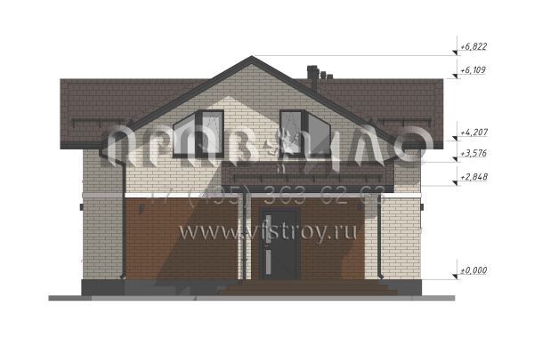 Проект двухэтажного дома со вторым светом в гостиной S-136-2