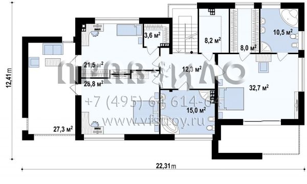 Проект современной резиденции для большой семьи S3-467 (ZX15 GL2 P)