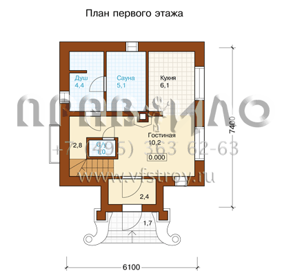 Проект миниатюрного дома в стиле эклектика  E-069-1P