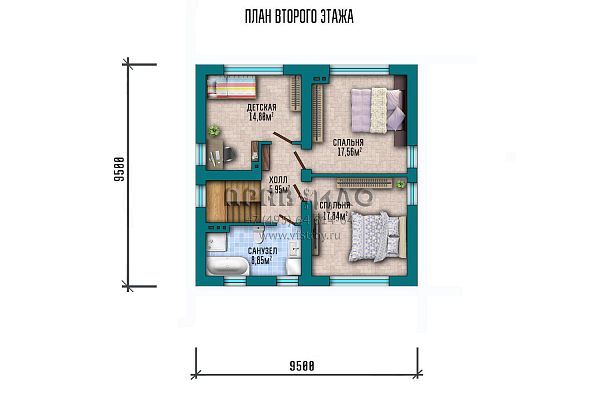 Проект компактного дома с мансардой, большими видовыми окнами и совмещенной зоной отдыха S2-134 (070-134-1М)