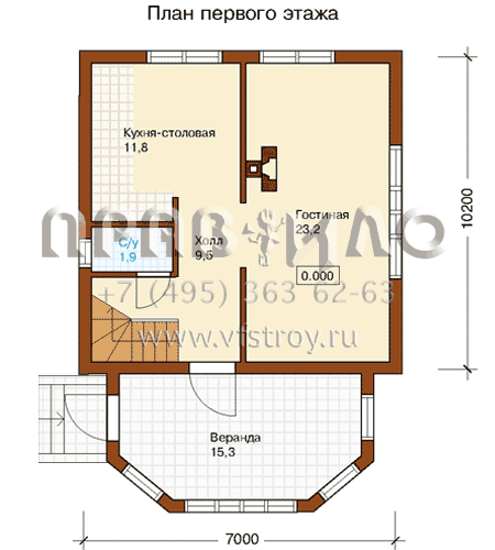 Дом с верандой S6-113(H-113-1S)