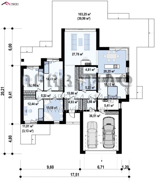 Проект одноэтажного загородного дома с оригинальным дизайном S3-192-3 (Z406)
