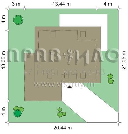 Современный одноэтажный коттедж с жилой мансардой и с пристроенным гаражом S8-198-4 (Викинг 2)