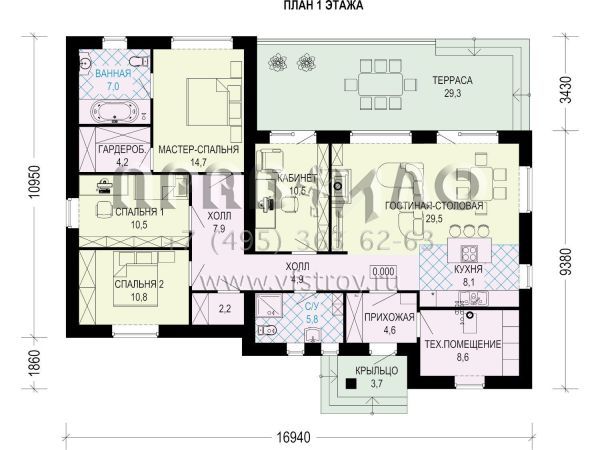 Современный дом с плоской кровлей S7-139 (3-31)
