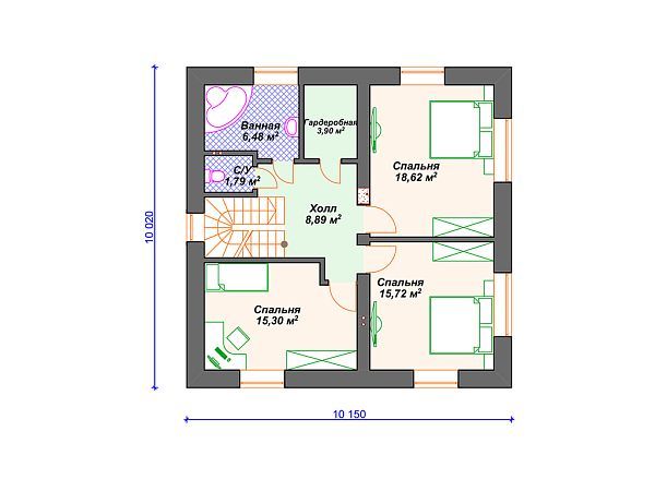 Проект дома с 3 спальнями S4-146 (К-325)