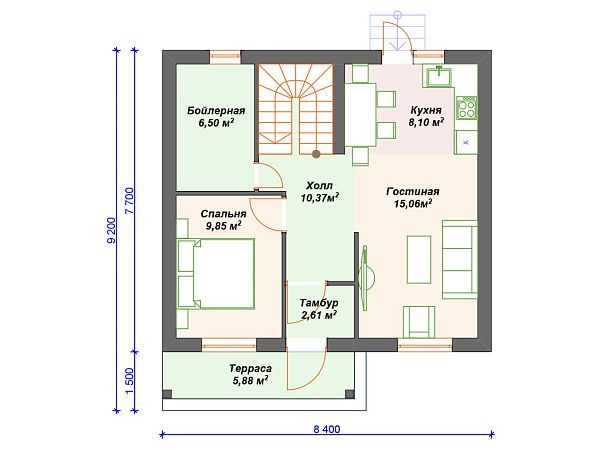Проект каменного дома с мансардой S4-112 (К-085)