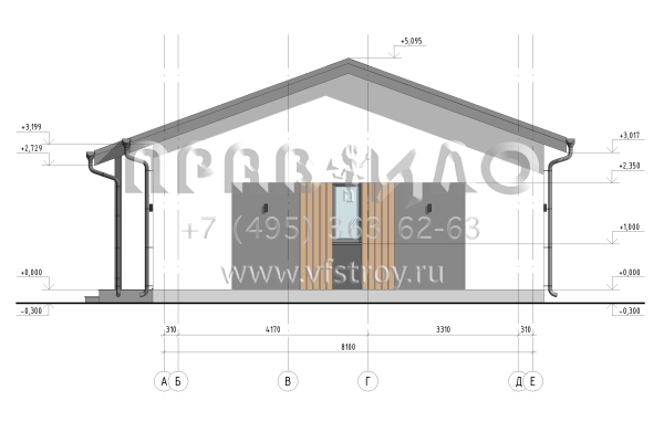 Проект одноэтажного дома из двухслойных ж/б панелей  SP2-100-1 (1А-100-1СК)