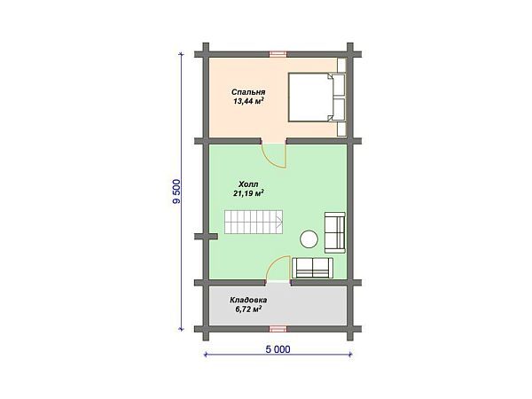 Проект деревянного дома с сауной и террасой S4-115 (ДО-092)