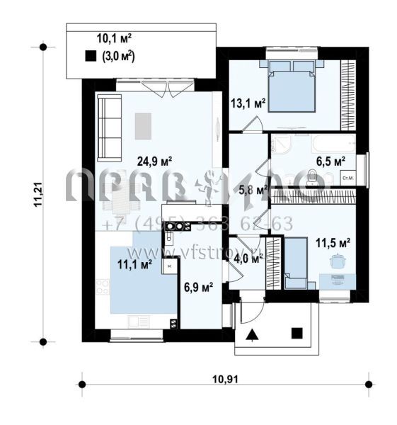 Проект комфортабельного домика для супружеской пары  S3-84-1 (Z64)