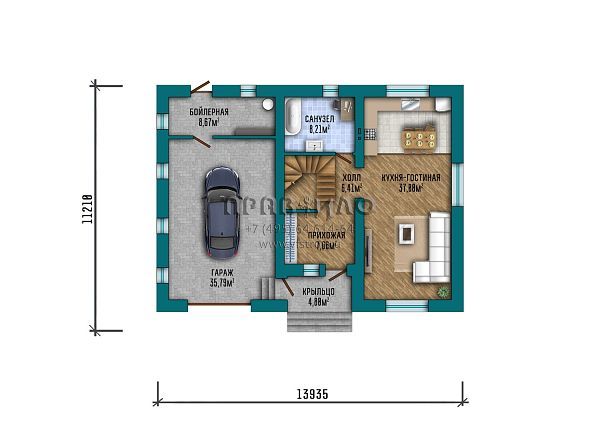 Проект современного дома с гаражом, балконом и зимним садом на втором этаже S2-202 (346-202-2Г)