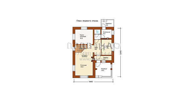 Проект двухэтажного дома из камня  I-181-2K