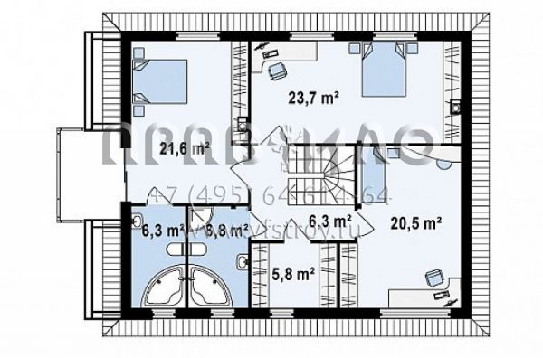 Проект современного пятикомнатного двухэтажного коттеджа s3-192-5 (Zx29 S)