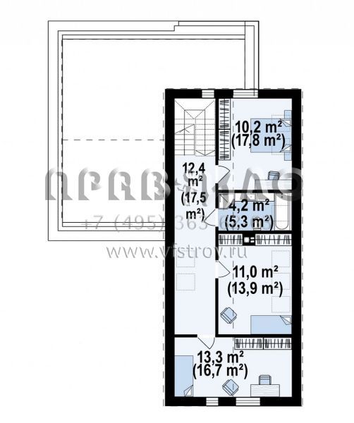 Проект мансардного дома с двухскатной кровлей и гаражом на две машины S3-198-8 (z433)