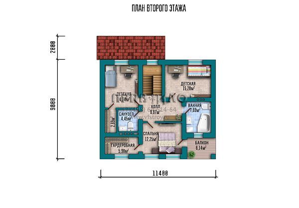 Проект дома с мансардным этажом и крытой террасой S2-152 (018-152-1М)