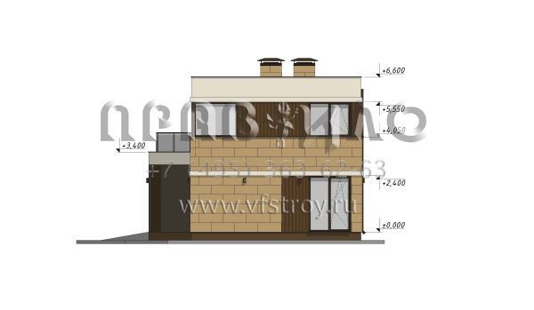 Проект небольшого дома в стиле хай-тек с гаражом S-137