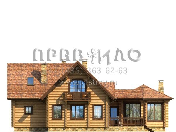 Проект деревянного дома с шестигранной верандой S7-180(1-20)