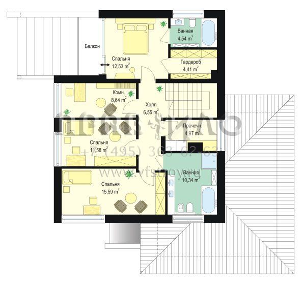 Проект дома с пологими скатами кровли S8-254 (Модена)