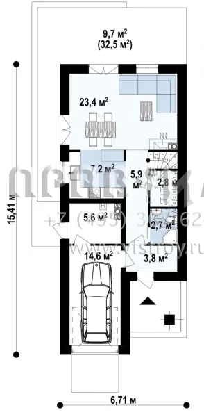 Проект современного двухэтажного дома для строительства на узких участках S3-119-5 (Z374)